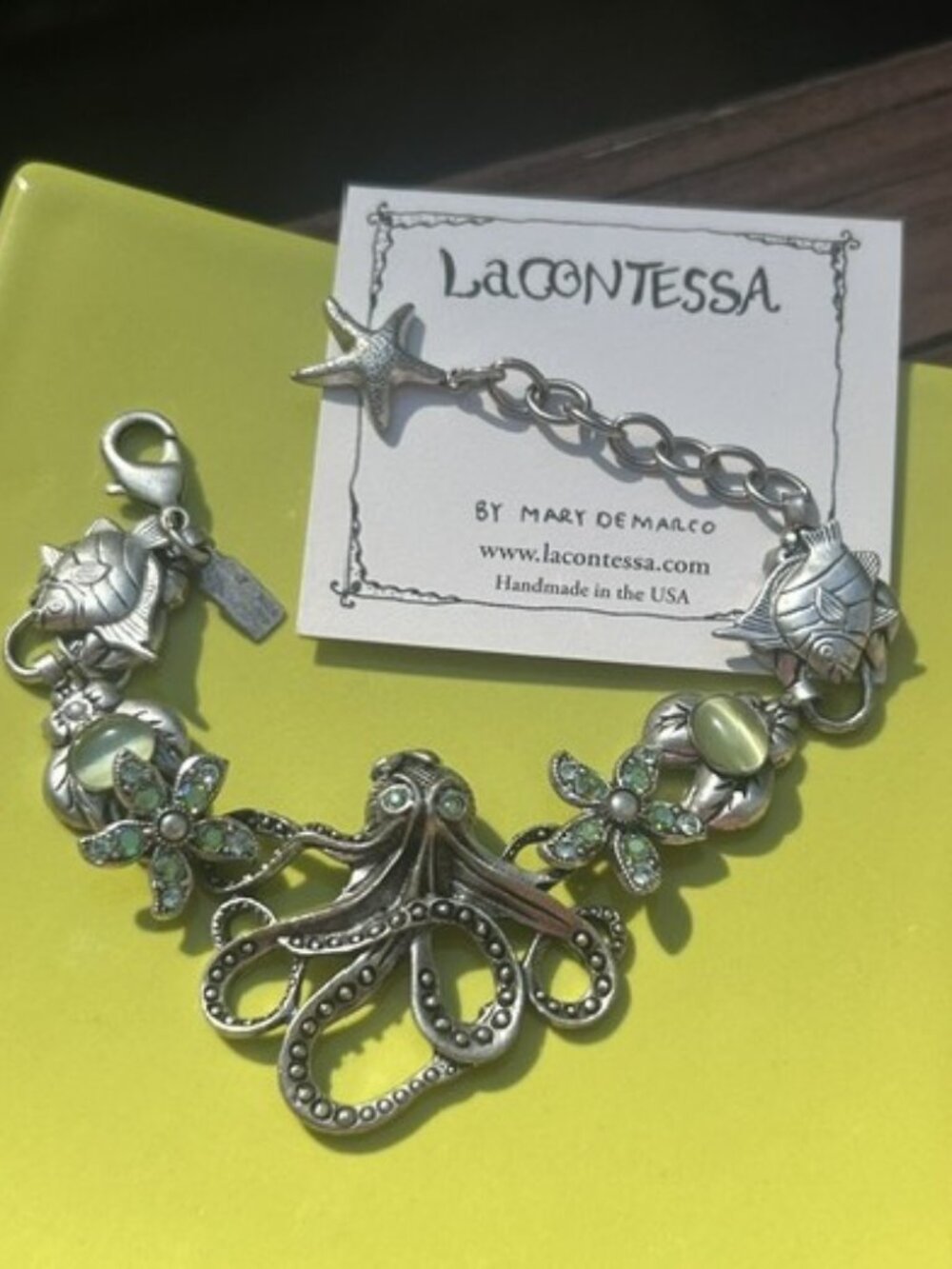 🏖️LA CONTESSA Mary DeMarco “Octopus Garden” AB Crystal Link Bracelet